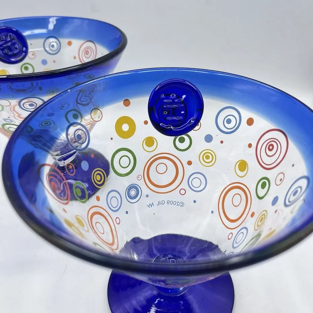 Royal Caribbean Kosta Boda Cocktail Glasses 2009 Hand blown Cobalt Blue 2